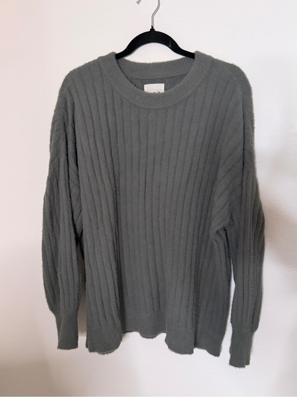 Aerie Ribbed Crewneck Sweater in Light Green